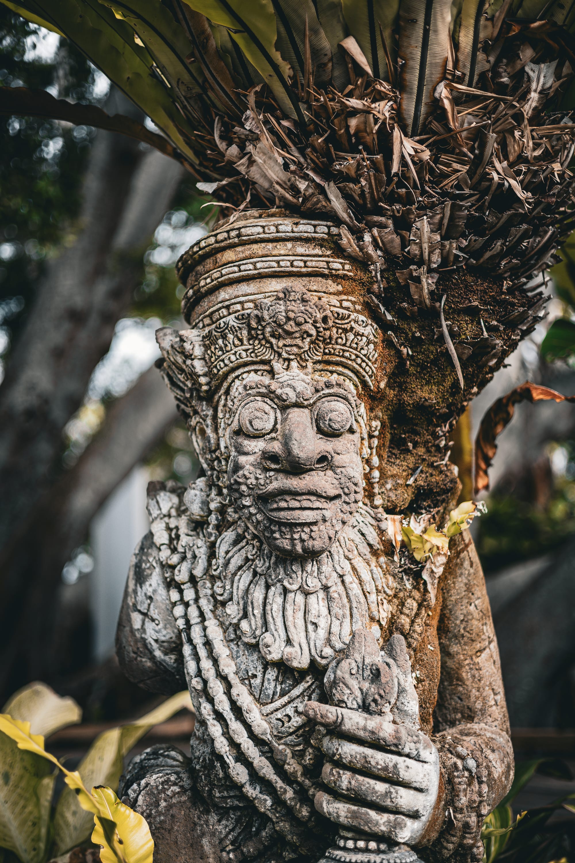 Balinese stone guardian statue