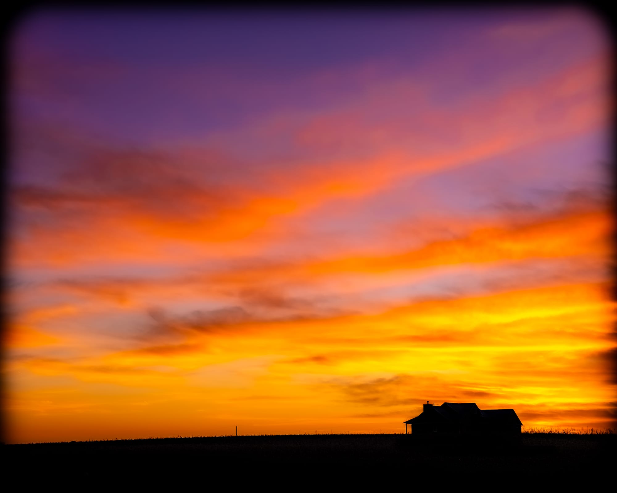 Blazing orange and purple sunset