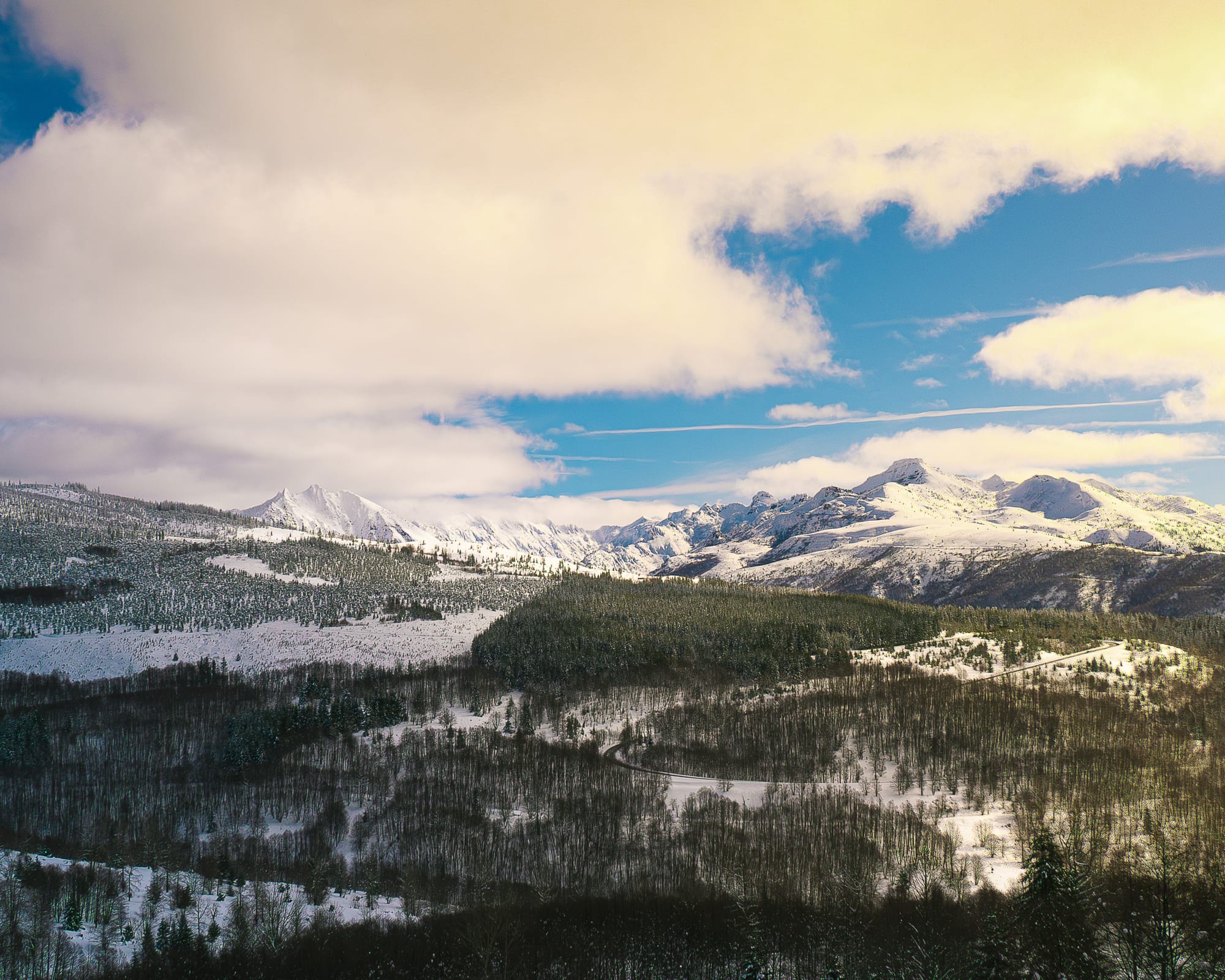 Snowy mountain panorama