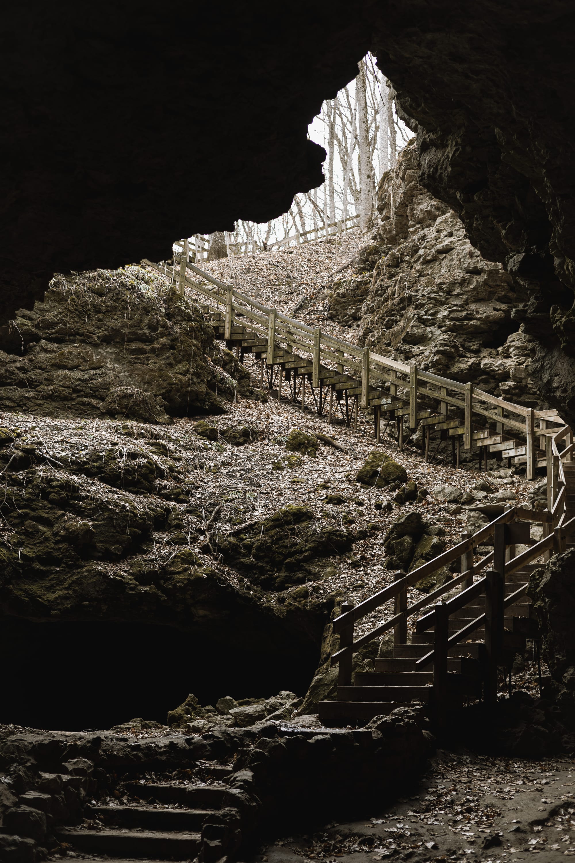 Stairway inside a cave